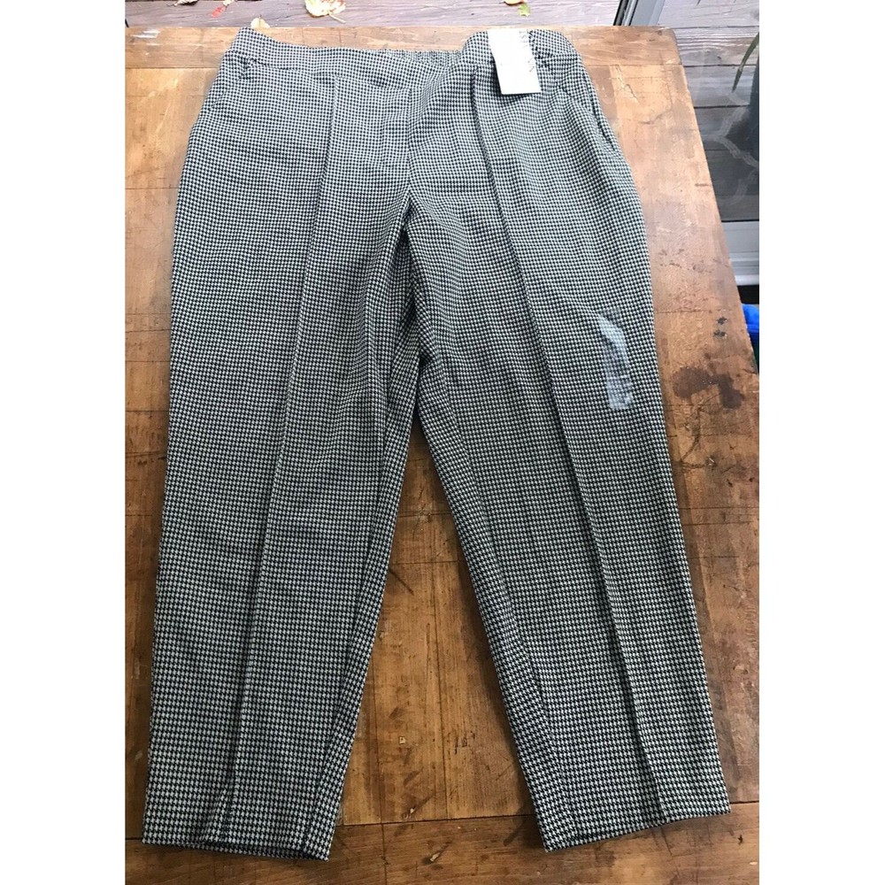 Nine West NWT Relaxed Crop Pull-On Pants Camel Houndstooth XL